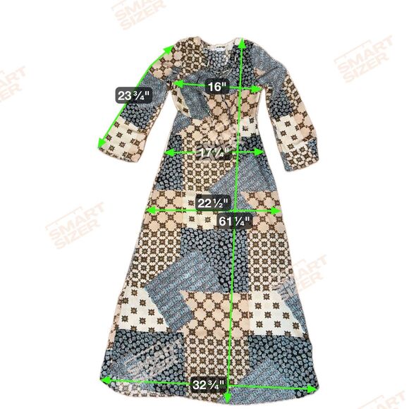 Glamorous Patchwork Geometric Floral Smock Maxi Dress Womens Size Large - Picture 14 of 14